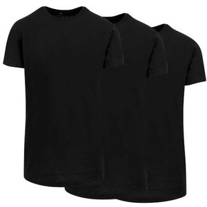 Build Your Brand Heren Shaped Long Tee 3-pack T-shirt, zwart (Blk/Blk/Blk 01203), S