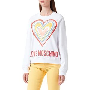 Love Moschino Dames Multicolor Heart Sweatshirt, wit (optical white), 38