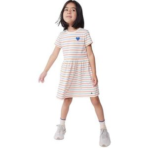 Petit Bateau Jurk met korte mouwen voor meisjes, ecru/multico, 5 jaar