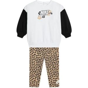 Nike Trainingspak voor meisjes, bloemen, legging, wit, wit/zwart/bruin, 6-7 Jaar