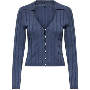 ONLY Onlmeddi LS Pearl Polo Button Card Knt, Vendimia Índigo, XL Dames, Vendimia Índigo, XL