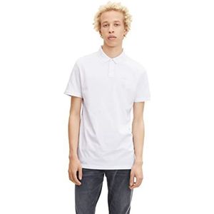 TOM TAILOR Denim Uomini Piqué poloshirt met borduurwerk 1031485, 20000 - White, M