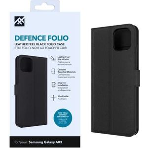 ZAGG iFrogz Defence Folio beschermhoes compatibel met Samsung Galaxy A03, duurzaam, klikbestendig, antislip, slank, gerecycled, zwart