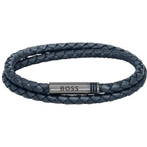 BOSS Sieraden heren ARES collectie lederen armband, Medium, Leer, Geen edelsteen