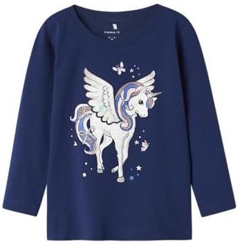 Name It - NMFNINNA LS TOP BOX - Shirt met Lange Mouwen - Blueprint - Relaxed Fit - 100% Katoen