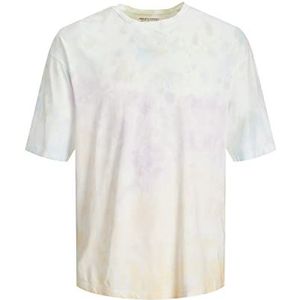 JACK&JONES JUNIOR Jorsolar Tie Dye Tee Ss Crew Neck Ln Jnr T-shirt voor jongens, wit/detail: veelkleurig/losse pasvorm, 128 cm