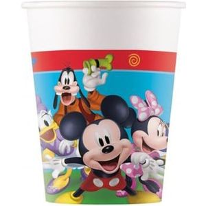 ALMACENESADAN, 5057; 8 bekers van karton, ideaal voor feestjes en verjaardagen van de Mickey Mouse-licentie, inhoud 220 ml; 8 bekers Mickey Mouse