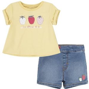 Levi's 1EK061 gecoördineerde outfits voor babymeisjes LVG Fruity T-shirt & korte set, Golden Haze, 9 maanden, GOUDEN HAZE, 9 maanden