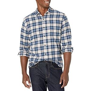 Amazon Essentials Men's Flanellen overhemd met lange mouwen (verkrijgbaar in grote en lange maten), Veelkleurig Geruit, S