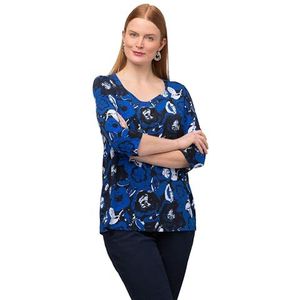 Ulla Popken Dames Slinkyshirt Bloemenprint T-shirts, zwart, 42-44