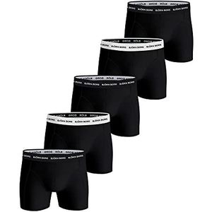 Bjorn Borg Heren Solid 5 Pack Katoen Stretch Boxers, Zwarte Schoonheid, S