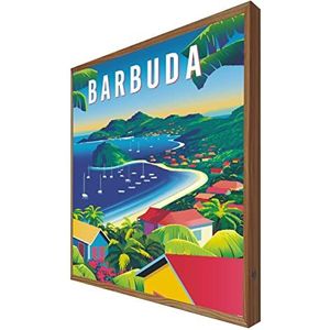 Vintage verlicht bord met licht LED's Barbuda: reis-serie