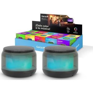 Garza Draadloze draagbare luidspreker Bluetooth 5.1/Micro SD met 15 kleurrijke LED-lichtmodi, 360 graden geluid en handsfree, 2 stuks