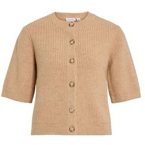 Vila Gebreid damesvest met korte mouwen, Natural Melange, S