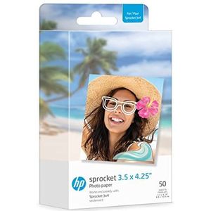 HP Sprocket 3,5 x 4,25 inch zelfklevend zink fotopapier (50 stuks), compatibel met HP Sprocket 3x4 fotoprinter