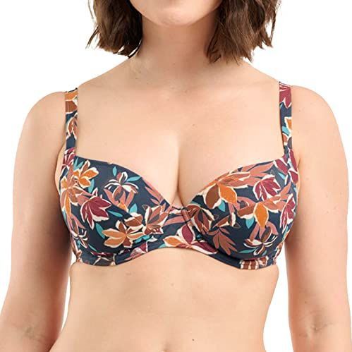 Stay Cation - Omsluitende Bikini-BH - Blauw - Microvezel - Bloemenprint