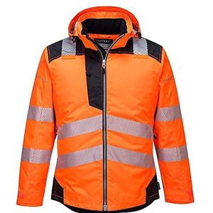 Portwest T400OBR4XL Vision Hi-Vis Rain Jacket, 4X-Large, Orange/Black