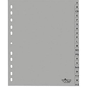 Durable Hunke & Jochheim register, PP, A - Z, grijs, DIN A4, overbreedte, 245 x 297 mm, 12 vellen