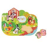 Janod - Wooden Puzzle Happy Farm - 6 Pieces - Toddler Toy - For children from the Age of 18 Months, J07096