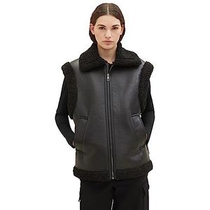 TOM TAILOR Denim Shearling vest voor dames, 14482-diep zwart, M