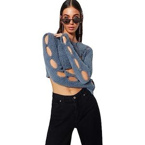 Trendyol FeMan Regular fit Basic Crew Neck Knitwear Trui, Antraciet, M, Antraciet, M