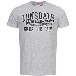 Lonsdale Dervaig T-shirt voor heren, Marl Grijs/Zwart, M