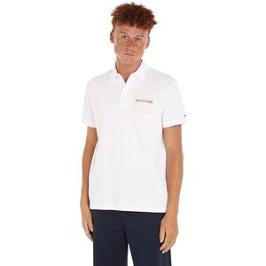 Tommy Hilfiger Heren Boucle H Embro Reg Polo S/S polo's, wit, S, Wit, S