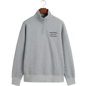 GANT Small Graphic Sweat Half Zip Overall Tricot, Grijs, XL Heren, Grijs, XL