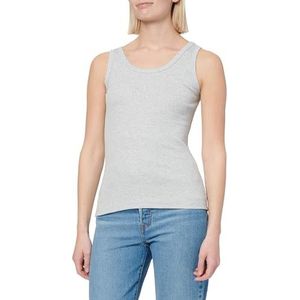 Slim Ribbed Tank Top, lichtgrijs gem., L