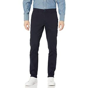 WT02 Skinny Fit Basic rekbare katoenen chinobroek voor heren, Donkerblauw, 29W / 30L