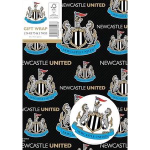 DANILO PROMOTIONS LIMITED Newcastle United FC Inpakpapier 2 vellen 2 labels, Newcastle United voetbal cadeaupapier