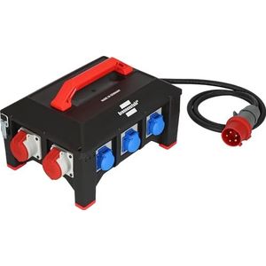 Brennenstuhl Professional rubberen stroomverdeler BSV 5 / stroomverdeler CEE-stekker 32A (2m kabel H07RN-F 5G6.0, 1xCEE 400V/32A, 2xCEE 400V/16A, 6x aardcontact 230V, Made in Germany)