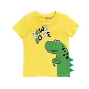 KOTON Dinosaur Printed Short Sleeve T-Shirt Katoen Jongens, geel (171), 18-24 maanden