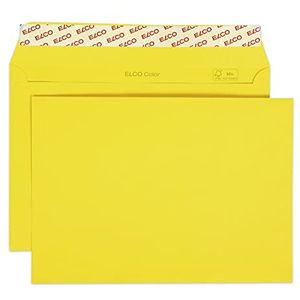 Elco 24084.42 Color Box met deksel en 250 enveloppen/verzendtas, zelfklevende sluiting, C5, 100 g, goudgeel, venster: nee