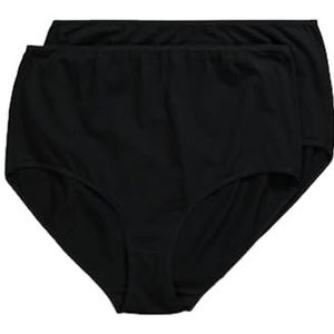Ulla Popken, Dames, grote maten, set van 2 Maxislip, katoenen modal, zwart, 46-48