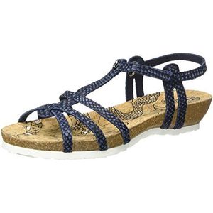 Panama Jack Dori Snake Open sandalen met sleehak voor dames, blauw marineblauw, 36 EU