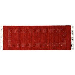 Hedendaagse tapijt Lorry BUFF GABBEH Home & Living 200 x 70 cm van plantaardige wol in rood. Ideaal voor elk type omgeving: Keuken, badkamer, woonkamer, slaapkamer