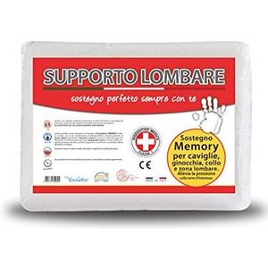 V.I.P. VERY IMPORTANT PILLOW V.I.P. Lendenkussen van viscolactice memory met medisch dipositief, kussensloop van 100% polyester met comfortabele ritssluiting, wit, 34 x 25 x 10 cm in het middelpunt