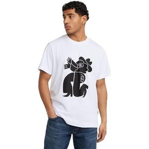 G-STAR RAW Heren Boots Illustration Loose R T T-Shirt, wit (White D25691-c336-110), L