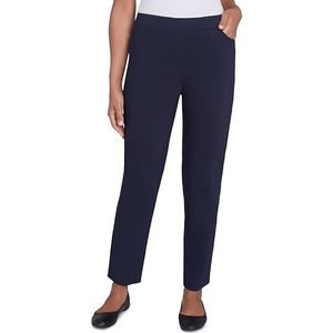 Alfred Dunner Womens Petite Classic Allure Fit Proportioned Pant with Elastic Comfort Waistband, Navy, 8P