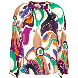 Seidensticker Damesblouse, modieuze blouse, regular fit, opstaande kraag, lange mouwen, 100% viscose, beige, 40