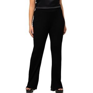 Ulla Popken Gebreide damesbroek, flared broek, zwart, 42/44