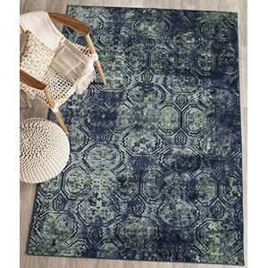 Safavieh Vintage geïnspireerd tapijt, VTG197, geweven zachte viscose vezel, 121 x 170 cm, marineblauw/meerkleurig