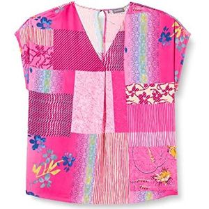 Samoon Dames 260029-21062 blouse, licht magenta patroon, 48, Light Magenta patroon