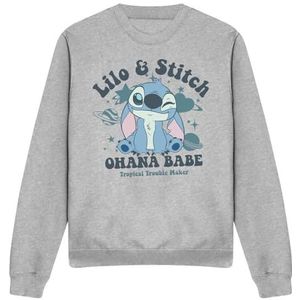 Disney Lilo And Stitch Ohana Babe Volwassenen Crew Sweatshirt, Heather Grey, Small, Hei Grijs, S