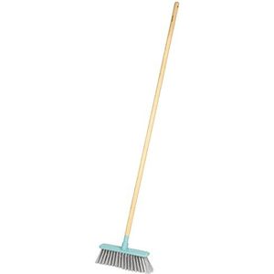 Salter LASAL71472C2EU7 Wooden Broom, Long Handle Indoor Floor Sweeper Brush, Soft Bristle, Slimline For Small Spaces/Corners, FSC®-Certified Bamboo, Recycled Plastic, Cool Hues Collection, Blue/Grey