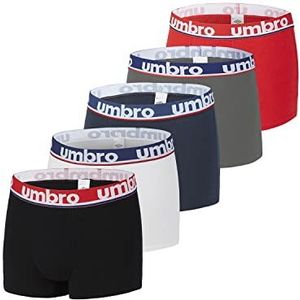 Umbro Boxershorts voor heren, 100% katoen, onderbroek voor heren, aangenaam, gevoelige huid (5 stuks), Veelkleurig (klasse 5), XL