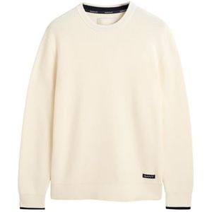 GANT Geribbeld katoen C-hals, crème, 4XL