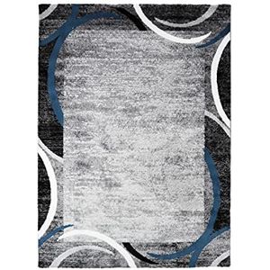 Ingelijst tapijt, abstracte motieven, 240 x 340 cm, blauw