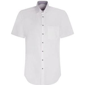 Seidensticker Zakelijk overhemd voor heren, regular fit, strijkvrij, kent-kraag, korte mouwen, 100% katoen, wit, 47